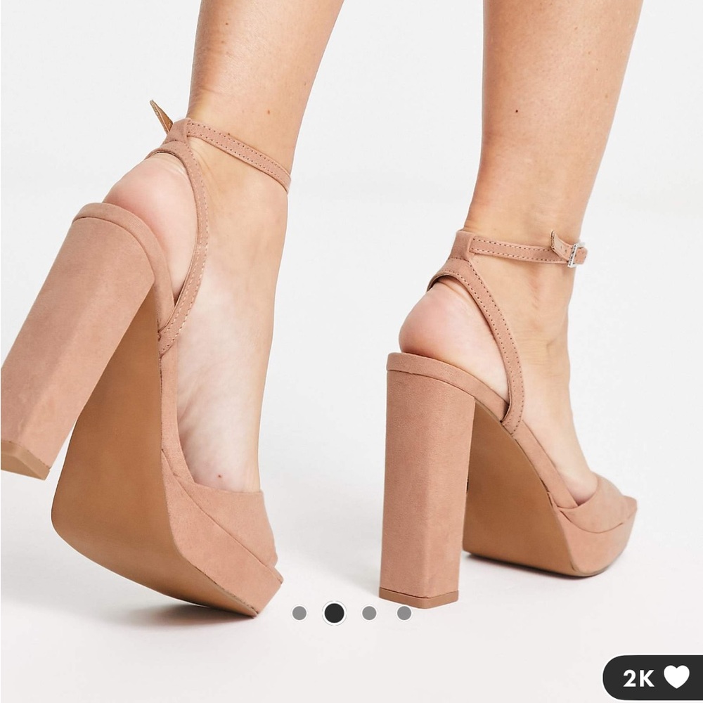 ASOS DESIGN Wide Fit Noun platform barely there block heel sandals in beige